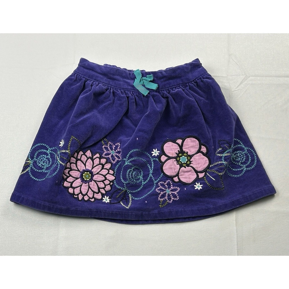Hartstrings Girls Size 5 Purple Corduroy Floral Embroidered Skirt Boho